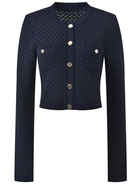 NWT SANDRO Knit Cardigan Navy Sweater